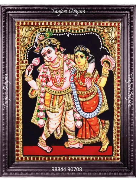 Dancing Radha Krishna Tanjore Painting